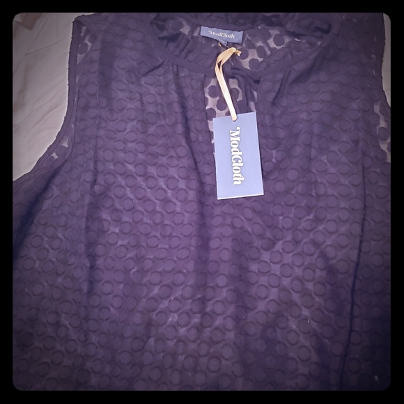Modcloth Tops - Modcloth Sheer Polka Dot Blouse | Black, XL